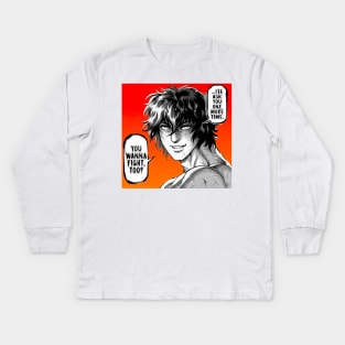 Kengan Ashura - Tokita Ohma "You wanna fight?" Kids Long Sleeve T-Shirt